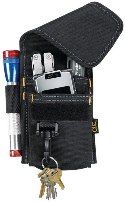 CUSTOM LEATHERCRAFT CLC Tool Works Series 1104 Multi-Purpose Tool Holder, 4-Pocket, Polyester, Black, 3 in W, 7-1/4 in H, 1 in D