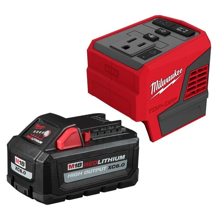 Milwaukee M18 TOP-OFF 175W Power Supply & M18 REDLITHIUM HIGH OUTPUT XC6.0 Battery Pack