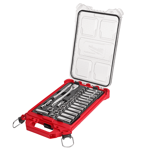 Milwaukee 3/8 in. Drive Metric Ratchet and Socket Mechanics Tool Set with PACKOUT Case (32-Piece)