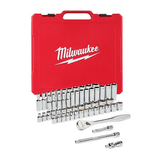 Milwaukee 3/8 in. Drive SAE/Metric Ratchet and Socket Mechanics Tool Set (56-Piece)