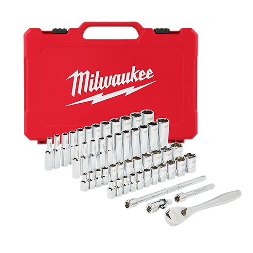 Milwaukee 1/4 in. Drive SAE/Metric Ratchet and Socket Mechanics Tool Set (50-Piece)