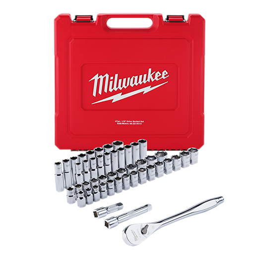 MILWAUKEE - 47pc 1/2" Drive Metric & SAE Ratchet and Socket Set with FOUR FLAT™ Sides