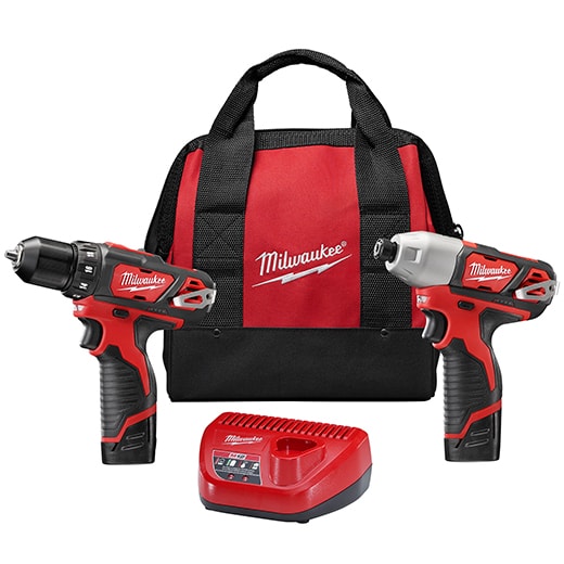 Milwaukee M12 12V Lithium-Ion Cordless Drill Driver/Impact Driver Combo Kit w/ Two 1.5Ah Batteries, Charger Tool Bag (2-Tool)