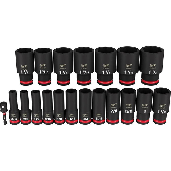 MILWAUKEE - 19PC SHOCKWAVE Impact Duty™ 1/2" Drive SAE Deep 6 Point Socket Set