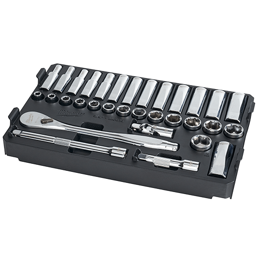 Milwaukee 3/8 in. Drive Metric Ratchet and Socket Mechanics Tool Set with PACKOUT Case (32-Piece)