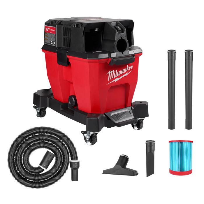 Milwaukee M18 FUEL 9 Gal. Cordless DUAL-BATTERY Wet/Dry Shop Vacuum with Filter, Hose, and Accessories