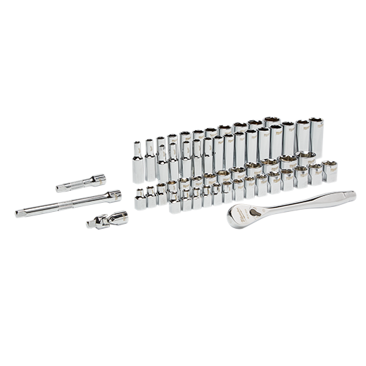 Milwaukee 3/8 in. Drive SAE/Metric Ratchet and Socket Mechanics Tool Set (56-Piece)