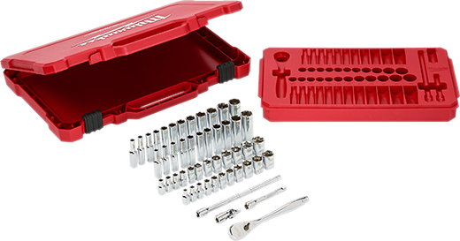 Milwaukee 1/4 in. Drive SAE/Metric Ratchet and Socket Mechanics Tool Set (50-Piece)