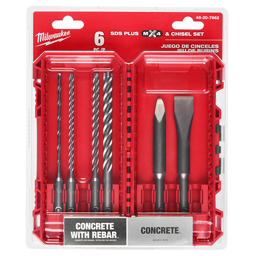 MILWAUKEE - 6pc. SDS Plus MX4™ 4-Cutter & Chisel Kit