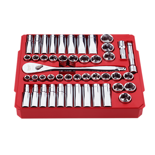 MILWAUKEE - 47pc 1/2" Drive Metric & SAE Ratchet and Socket Set with FOUR FLAT™ Sides