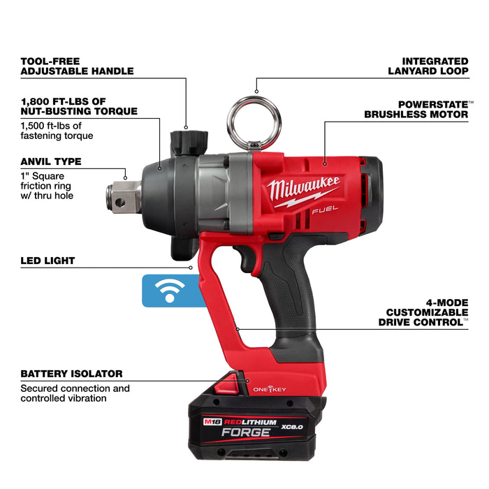 MILWAUKEE - M18 FUEL™ 1" High Torque Impact Wrench w/ ONE-KEY™ Kit