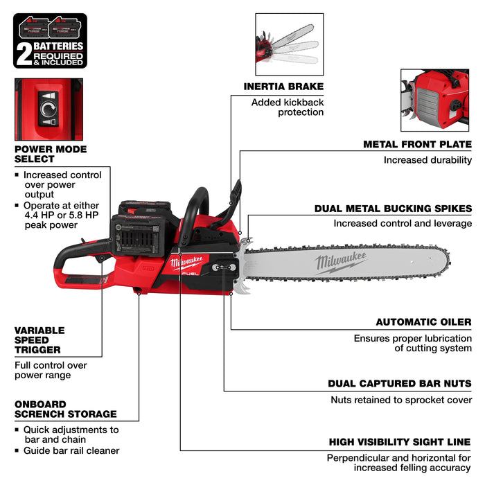 MILWAUKEE - M18 FUEL™ 20" Dual Battery Chainsaw Kit