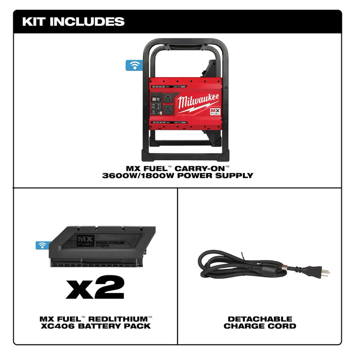 MILWAUKEE - MX FUEL™ CARRY-ON™ 3600W/1800W Power Supply Kit