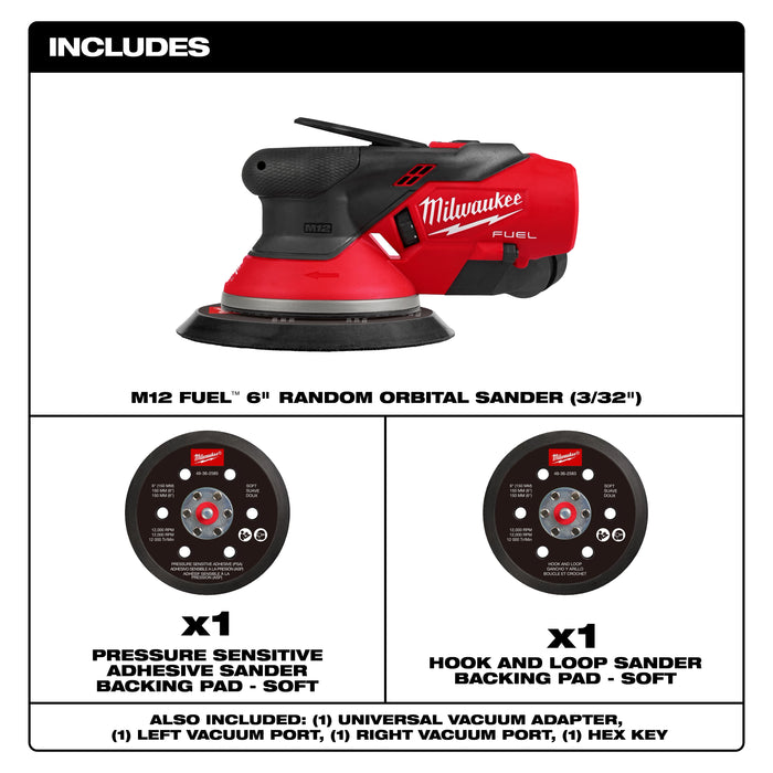MILWAUKEE - M12™ FUEL™ 6" Random Orbital Sander (3/32")