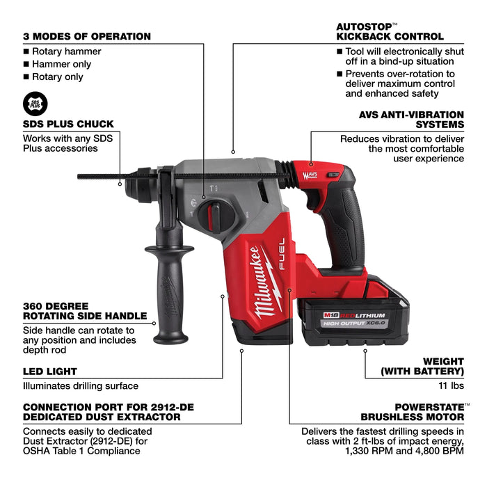 MILWAUKEE - M18 FUEL™ 1" SDS Plus Rotary Hammer Kit