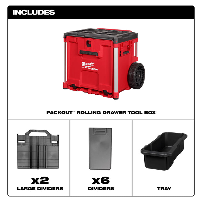 MILWAUKEE - PACKOUT™ Rolling Drawer Tool Box