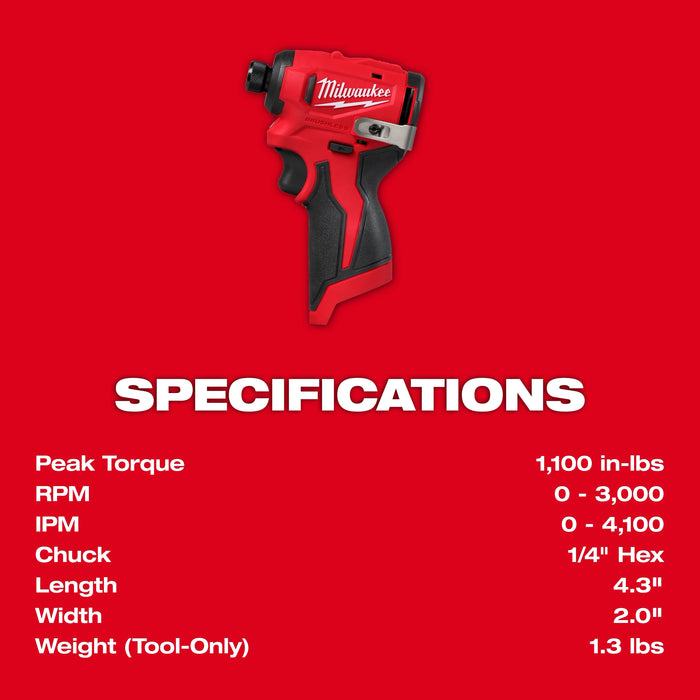 MILWAUKEE - M12™ Subcompact Brushless 1/4" Hex Impact Driver