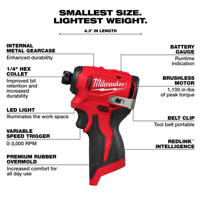MILWAUKEE - M12™ Subcompact Brushless 1/4" Hex Impact Driver