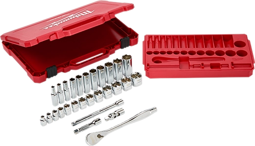 MILWAUKEE - 3/8" Drive 28pc Ratchet & Socket Set- SAE