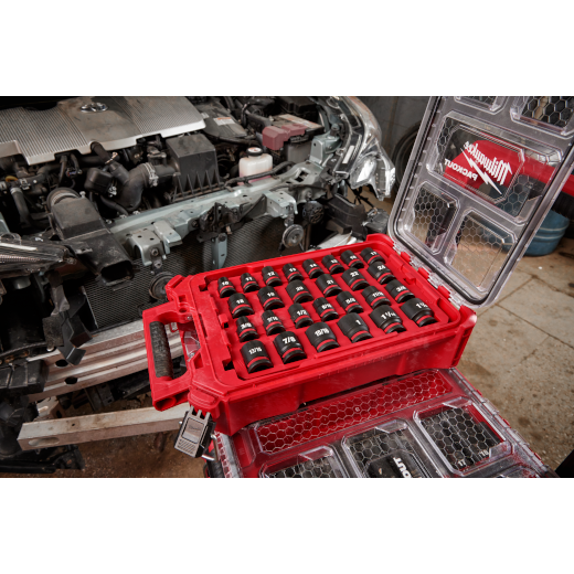 MILWAUKEE - SHOCKWAVE Impact Duty™ Socket 1/2” Dr 27PC MM & SAE PACKOUT Set