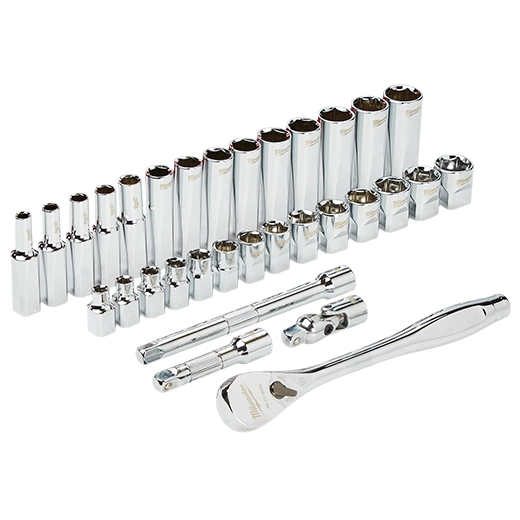 MILWAUKEE - 3/8" Drive 32pc Ratchet & Socket Set - Metric