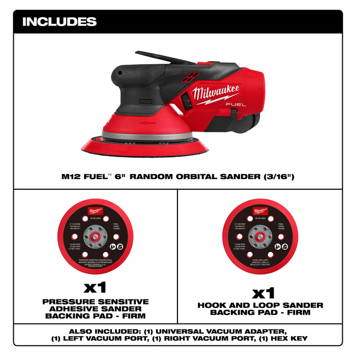 MILWAUKEE - M12 FUEL™ 6" Random Orbital Sander (3/16")