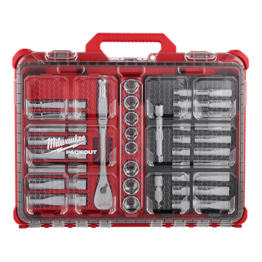 MILWAUKEE - 47pc 1/2" Drive Ratchet & Socket Set with PACKOUT™ Low-Profile Organizer