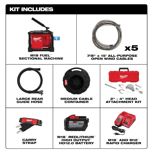 MILWAUKEE - M18 FUEL™ Sectional Machine with 7/8” Cable