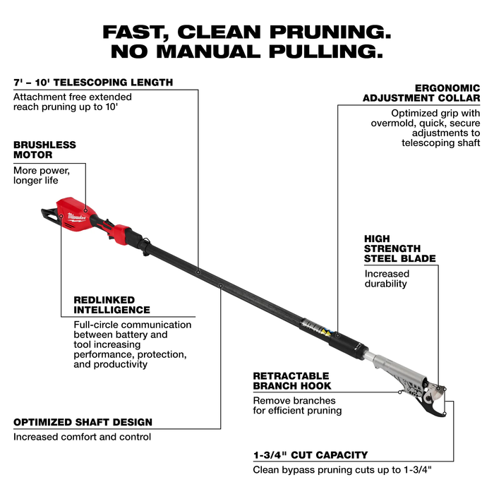 MILWAUKEE - M18™ Brushless Telescoping Pole Pruning Shears