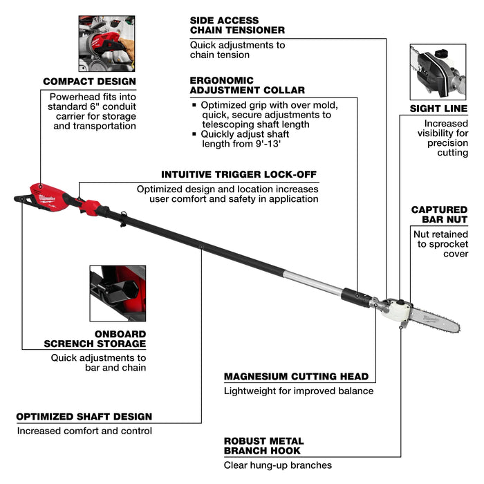 MILWAUKEE - M18 FUEL™ Telescoping Pole Saw (Tool-Only)