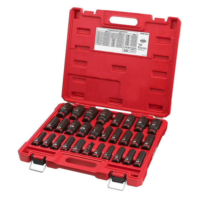 MILWAUKEE - 29PC SHOCKWAVE Impact Duty™ 1/2" Drive SAE & Metric Deep 6 Point Socket Set