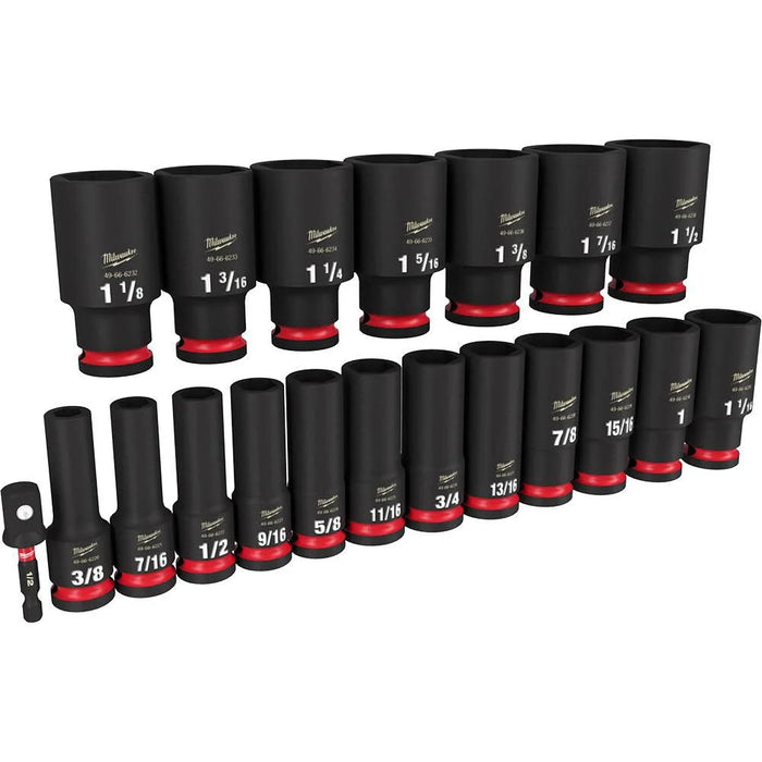 MILWAUKEE - 19PC SHOCKWAVE Impact Duty™ 1/2" Drive SAE Deep 6 Point Socket Set