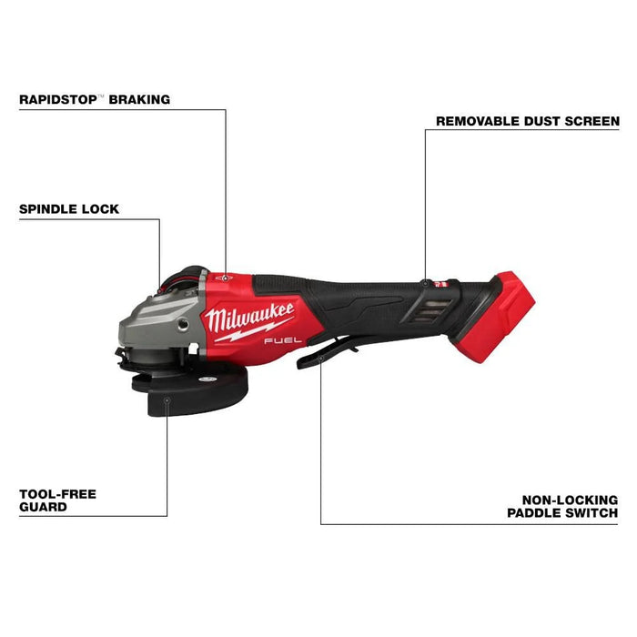MILWAUKEE - M18 FUEL™ 4-1/2"-6" Braking Grinder, Paddle Switch